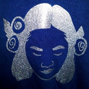 IDKU blue silver glitter female shirt